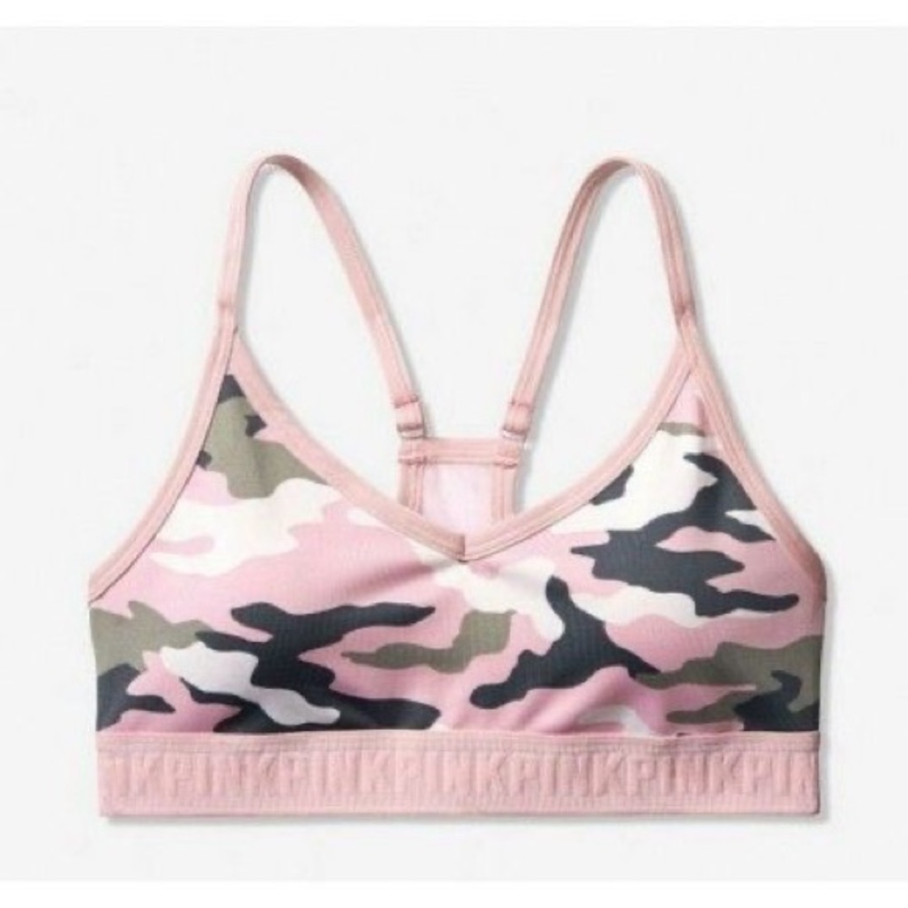 Victoria’s Secret Pink Ultimate Lightly Lined Pink Camo Sports Bra Size Small